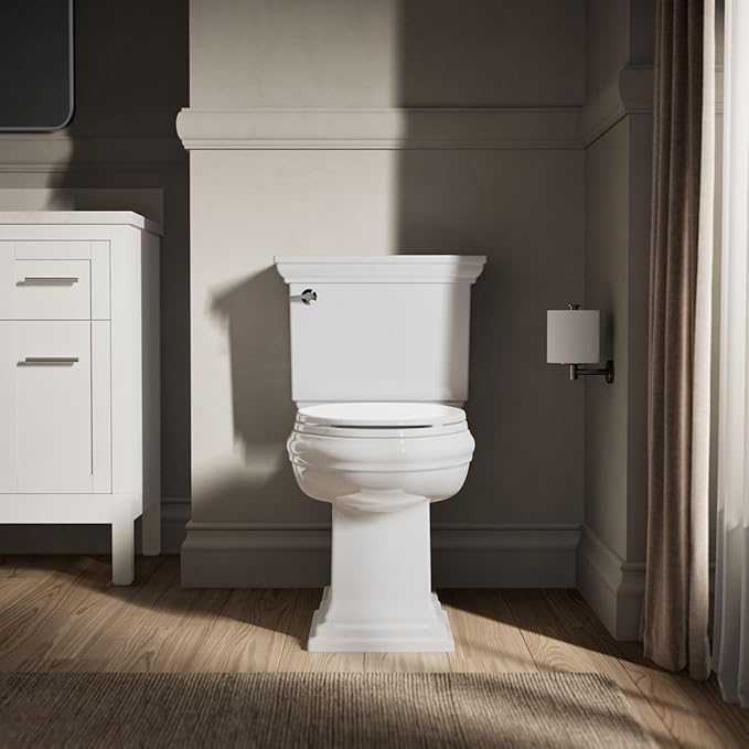 KOHLER 20110-0 Brevia,Slow Close Toilet Seat,Elongated Toilet Seat,Grip-Tight Bumpers Quick-Attach Hardware,White,(Pack of 2)