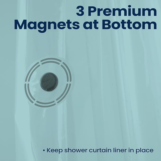 downluxe Shower Curtain Liner, PEVA Plastic Shower Liner with 3 Magnets, 72" x 72" Waterproof Bathroom Curtain, Blue, 1 Pack