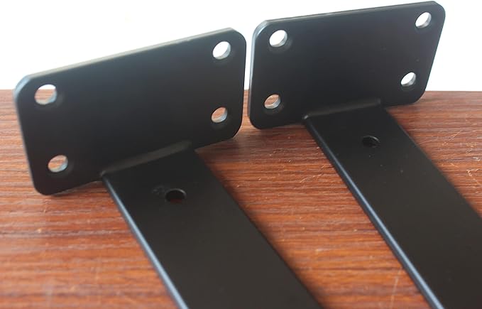 8 Pack - 11 inch Black Hidden L Shelf Bracket (1/5 Inch Thicked) Iron Floating Shelf Brackets Rustic Industrial Metal Brackets for Shelf Support