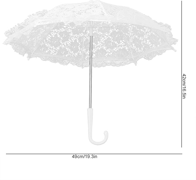 Watris Veiyi Craft Flowers Lace Embroidery Umbrella for Children Stage Performance Mini Decorative Umbrella Decoration for Kids, 16x19in