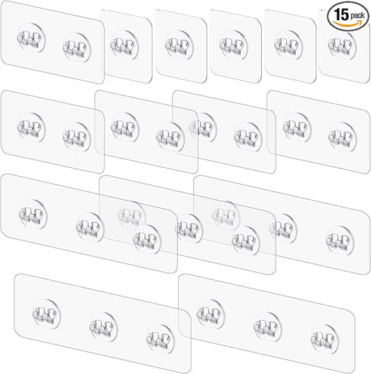 vivinin 15 Pack Shower Caddy Adhesive Replacement, Shower Shelf Adhesive No Drilling, Adhesive Hooks for Showe Caddy, Soap Holder, and Kitchen Racks