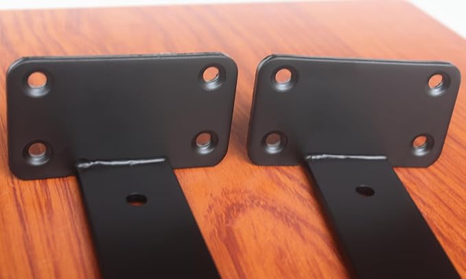 4 Pack - 16 inch Black Hidden L Shelf Bracket (1/5 Inch Thicked) Iron Floating Shelf Brackets Rustic Industrial Metal Brackets for Shelf Support