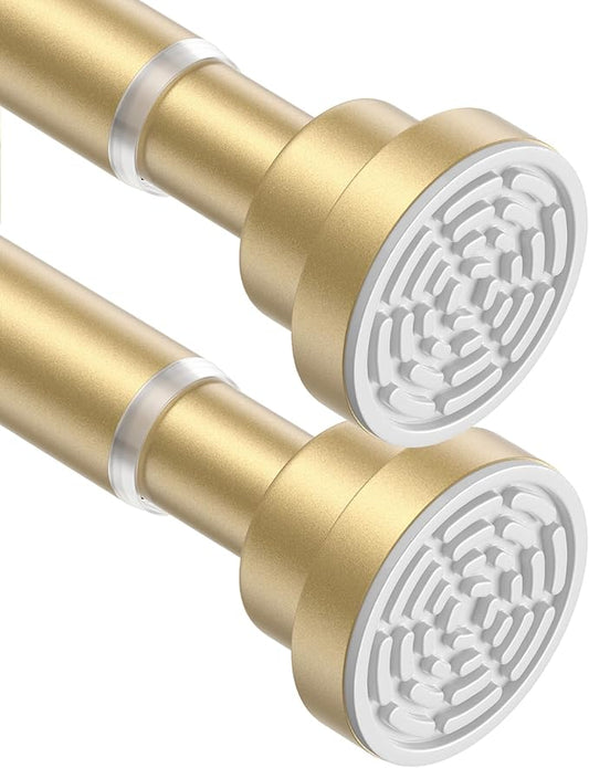 Tension Curtain Rod 30 To 49 Inch Gold Tension Rods Adjustable Spring Loaded Curtain Rods 7/8" Curtains Rods No Drilling Tension Rods For Windows Bedroom Closet Doorway Door 2pcs