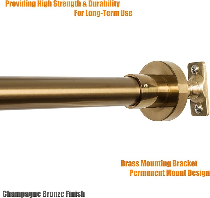 Artiwell Heavy Duty Shower Rod, Adjustable Shower Curtain Rod, Expandable 47-84 Inch, Permanent Mount Shower Rod, Never Rust Stainless Steel for Window Curtain and Closet, Champagne Bronze