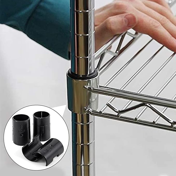 8 Pcs Wire Shelving Shelf Lock Clips for 1" Post - 4 Pairs of Shelving Sleeves Replacements for Wire Shelving System Plastic Accessories Parts