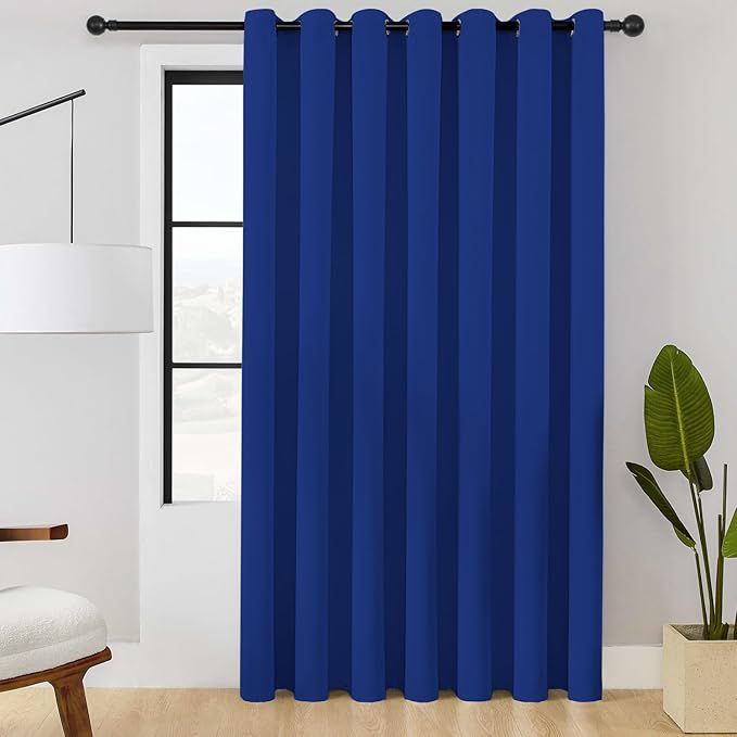 ChrisDowa Room Divider Curtain 108 Inches Long, Wide Blackout Sliding Door Curtain for Bedroom, Room Darkening Privacy Window Curtain for Patio Door (1 Panel Set, Royal Blue, 100 x 108 Inch)