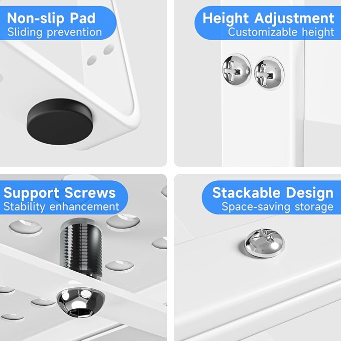 Expandable Kitchen Shelf Organizers, Kitchen Cabinet Organizer Stand Rack Organization for Countertop Cupborad Pantry, White 3 Pack