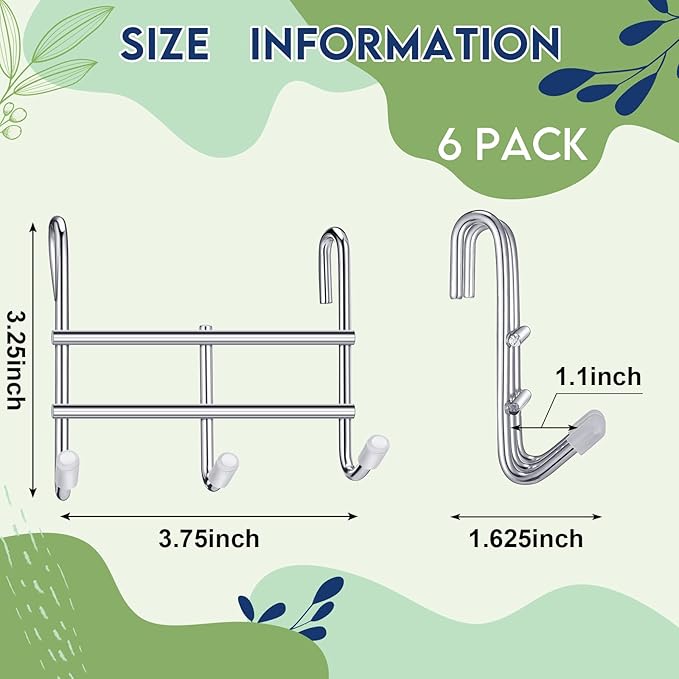 Teenyyou 6 Pack 3 Hook Attachment for Wire Shelving 3.75" l x 1.625" d x 3.25" h Wire Shelving Hooks Accessories Steel Hanging Rack Metal for Storage Organizer(Chrome)