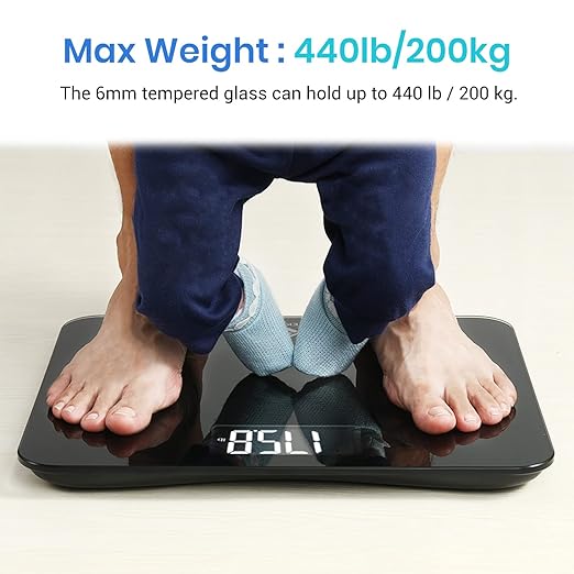 Etekcity Scale for Body Weight, Bathroom Digital Weighing Machine for People, Extra Wide Platform and High Capacity, Accurate and Safe, Large Number and Easy-to-Read on Backlit LCD Display, 440 lb