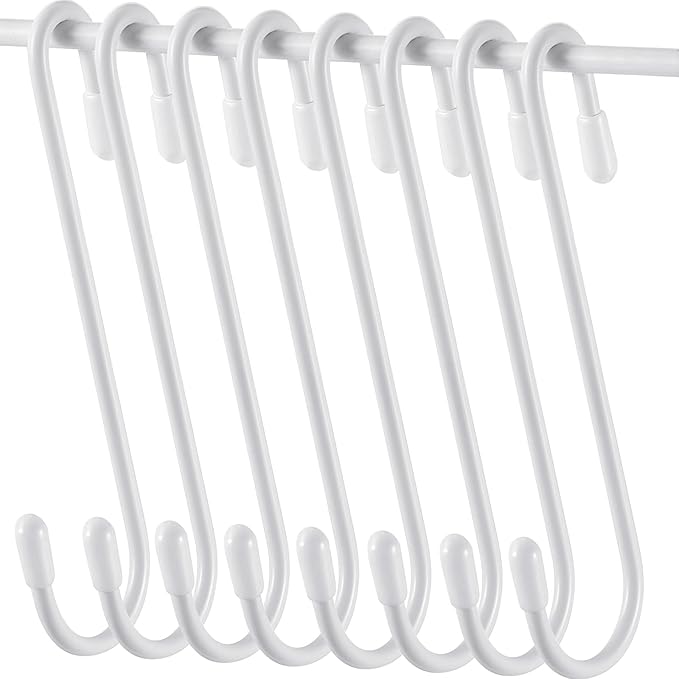 Hotop 36 Pcs White S Hooks for Hanging 4.7 Inch Heavy Duty S Shaped Hook Rack Metal Non Slip Hanger for Christmas Tree Stocking Kitchen Pot Utensils Closet Wire Bathroom Bedroom Pan Bag Towel Plant
