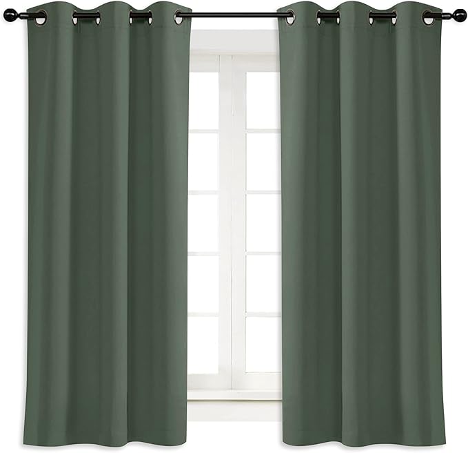 NICETOWN Blackout Curtain Blind for Bedroom, Single Panel, W42 x L45 inches, Dark Mallard, Thermal Insulated Grommet Blackout Room Darkening Drape/Drapery