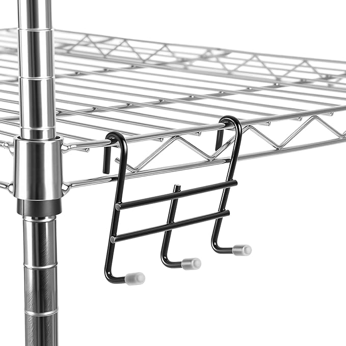 Teenyyou 6 Pack 3 Hook Attachment for Wire Shelving 3.75" l x 1.625" d x 3.25" h Wire Shelving Hooks Accessories Steel Hanging Rack Metal for Storage Organizer(Black)