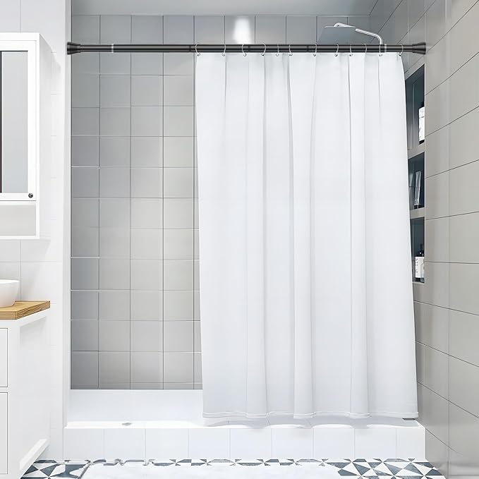 Shower Curtain Rod 45 to 77 Inches Black Tension Curtain Rod No Drilling Shower Tension Rod Adjustable Curtain Tension Rod Shower Rods for Bathroom,Windows