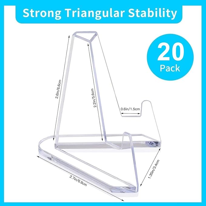 vivinin 20 Packs Card Display Stand, Card Stand, Card Stands for Sports Cards, Trading Card Stand, Acrylic Material, 2.7 Inch Tall