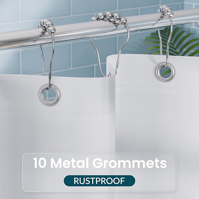 Titanker White Shower Curtain Liner, 60 x 72 PEVA Shower Liner Inside Shower Curtain Liner Washable Shower Curtains for Bathroom with Magnets and Rustproof Metal Grommet Holes
