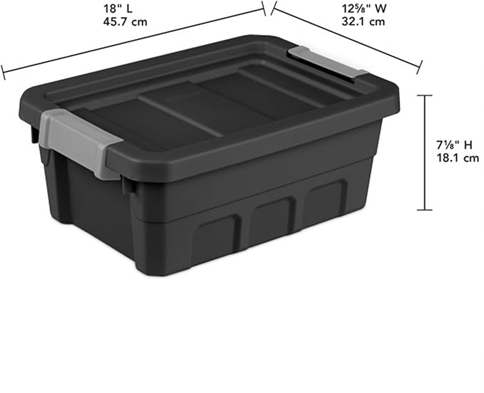Sterilite 24-Pack Plastic Storage Bins with Lids, Stackable Containers, 4 Gallon, Black