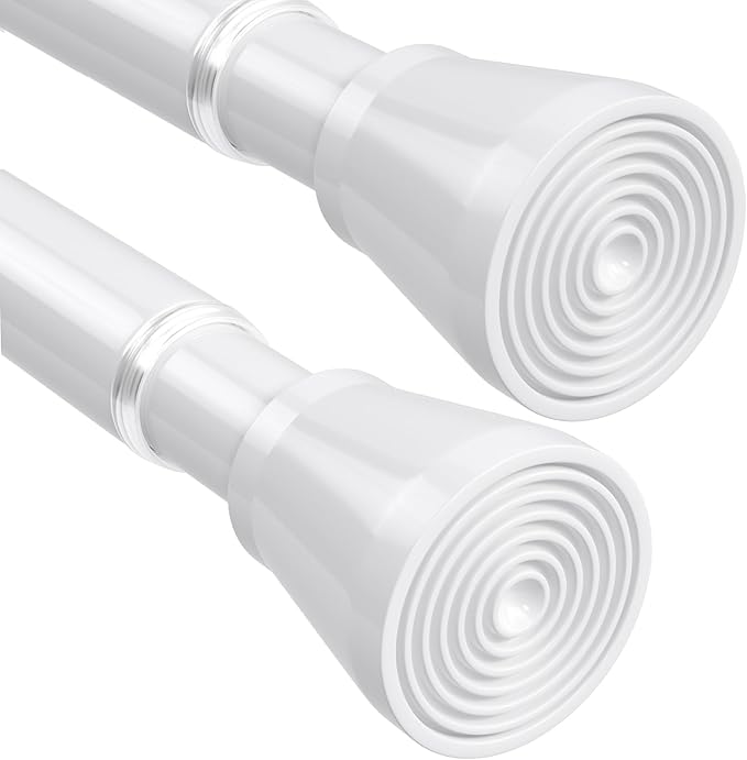 2Pack White Shower Curtain Rod 45 to 77 Inch,Shower Rods for Bathroom,Spring Tension Curtain Rod No Drilling for Windows Doors Closet Kitchen Wardrobe
