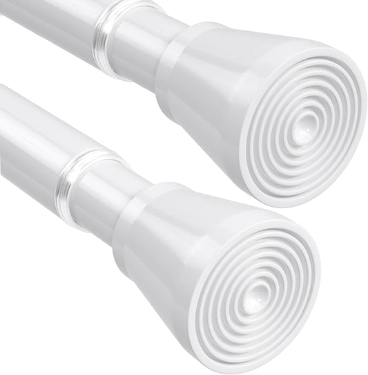2Pack White Shower Curtain Rod 45 to 77 Inch,Shower Rods for Bathroom,Spring Tension Curtain Rod No Drilling for Windows Doors Closet Kitchen Wardrobe