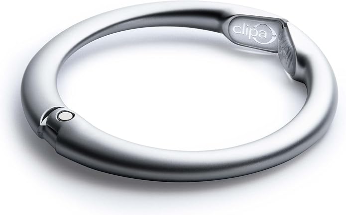 Clipa Bag Hanger - The Ring that Opens Into a Hook, Closes Automatically | Hangs Almost Anywhere in Just 1/2" of Space | Holds 33 lbs Yet Weighs Only 1.6 oz | 8 Styles | 3 yr Warranty