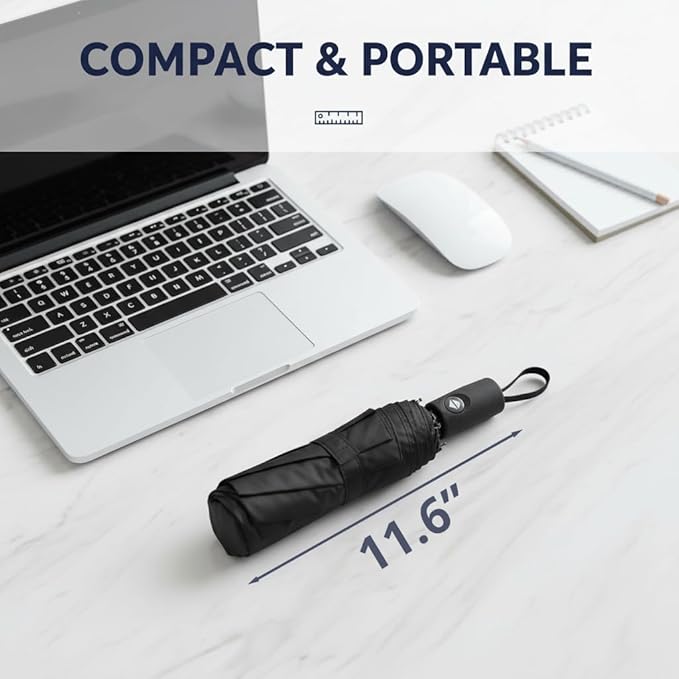 Mr. Pen- Windproof Travel Umbrella, Small Water-Resistant Automatic Folding Umbrella for Rain and Sun, Light, Compact and Portable for Women & Men, Fits Car & Backpack
