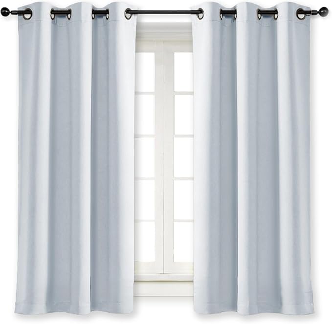 NICETOWN Room Darkening Window Treatment Curtain Energy Smart Thermal Insulated Block Out Sunlight Shade & Blind for Bedroom with Grommet Ring Top (Cloud Grey, 1 Panel, 42 by 63)