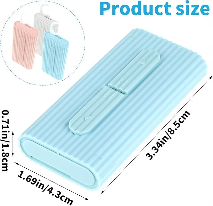WLLHYF Portable Dental Floss Pick Organizer Travel Flosser Dispenser Storage Case Refillable Holder Boxes with 10 Floss Picks for Teeth Cleaning (White, Blue, Pink)