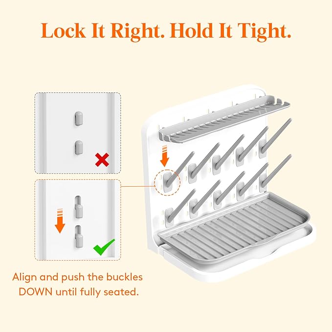 Lifewit Baby Bottle Drying Rack with 10 Hooks, Newborn Essentials Must Haves, Bottle Storage Organizer for Countertop, Cabinet, Rack Dryer Holder for Pacifiers, Pump Parts, Baby Stuff