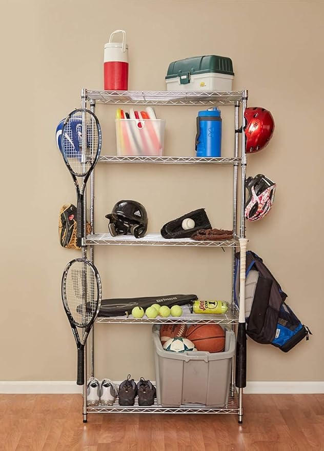 Shelf Pole Hooks 5-Pack | Chrome Variety Pack for Hanging | Snap-On Hooks for 1 Inch Poles | Wire & Metal Shelving Hooks for Kitchen, Garage & Home Organization