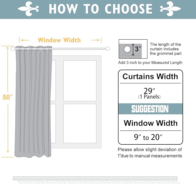 ChrisDowa Small Window Curtains 50 inches Long for Bedroom - Grommet Short Thermal Insulated Room Darkening Curtains for Kitchen (1 Panel, Aqua, 29 x 50 Inch)