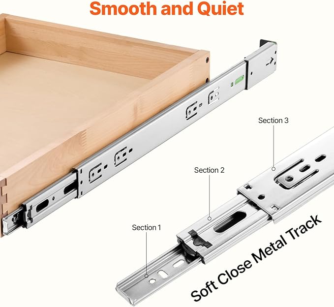 VEVOR Pull Out Cabinet Organizer, 17"W x 21"D Cabinet Drawer, Soft Close Slide out Shelf, Heavy-Duty Sliding Wood Drawer, Bottom Mount Size（17.5"W x 23"D）and Side Mount Size（18"W x 23"D）