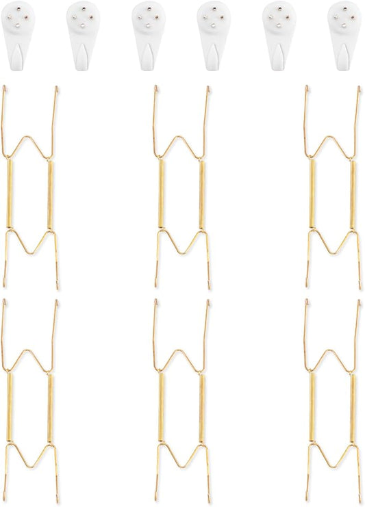 Bilillo 6 Pack Plate Hangers for The Wall, Suitable for 9-11 inch Art Plate, Stainless Steel Invisible Heavy Duty Wire Plate Holder with Wall Hooks, Plate Hangers for Displaying Plates, Platter, Dish