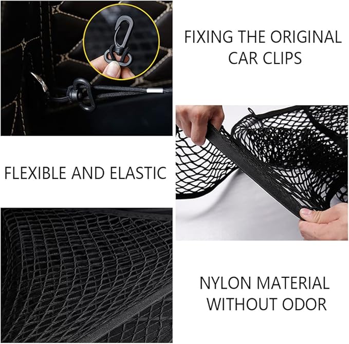 Car Rear Cargo Net with Good Elasticity&Tensile Strength Trunk Organizer for SUV Truck,Ideal Keeps Overlanding Accessories,Car Camping Accessories (M(35.43''x15.74''))