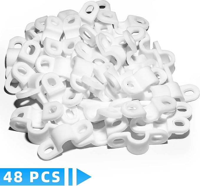 BokWin 48 Sets Wire Shelf Back Wall Clip,White Wire Shelf Loop Clips for Concrete Installation