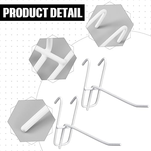 Moxweyeni 4 Inch Grid Wall Hooks 25 Pcs Gridwall Panel Hooks Store Garage Wall Mount Organizers Storage Grid Display Hangers for Retail, Craft Show, Home Setup, Customized Display (White)