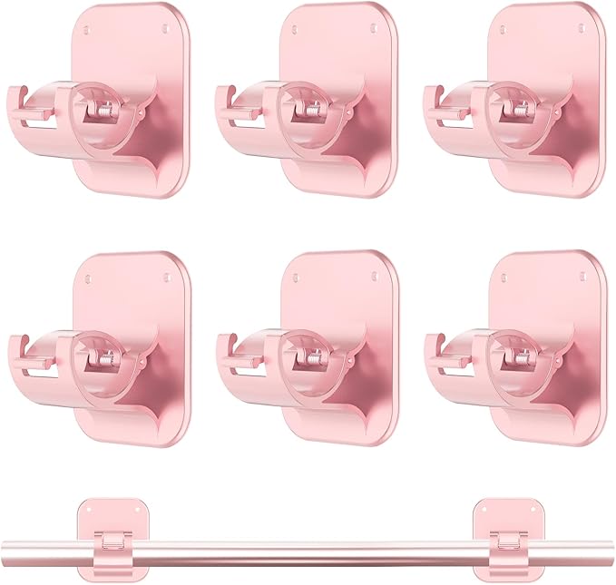 JHCJHC No Drill Curtain Rod Brackets - 20LB, 6 Pack Self Adhesive Curtain Rod Holder, Peel and Stick Wall Hooks, Renter Friendly Upgrades for Apartment, Kitchen, Bathroom, Dorm, Living Room and RV