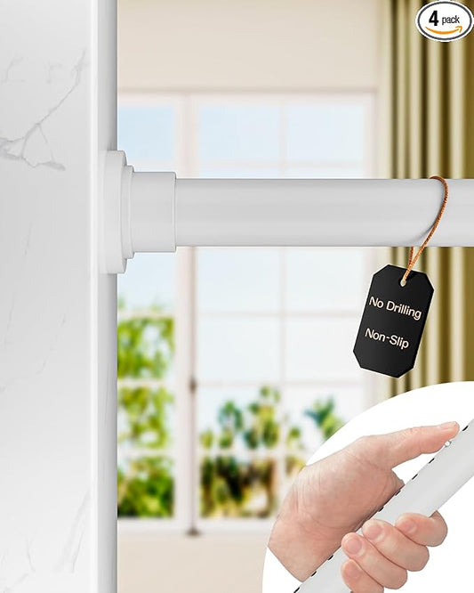 ALLZONE Tension Curtain Rod for Window, 83-123 Inches, Heavy Duty Curtain Rods No Drilling, Non-Slip Bathroom Shower Tension Rod, Renter Friendly, Adjustable, Spring Loaded, Extra Long, White