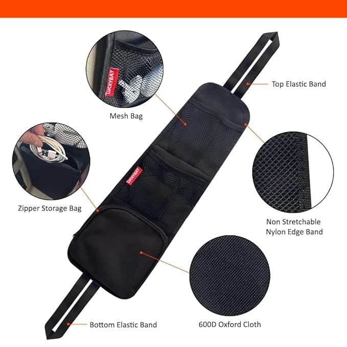 Car Seat Side Organizer, Auto Seat Storage Hanging Bag, Phones, Drink, Stuff Holder with Mesh Pocket for Cars, SUV & Truck