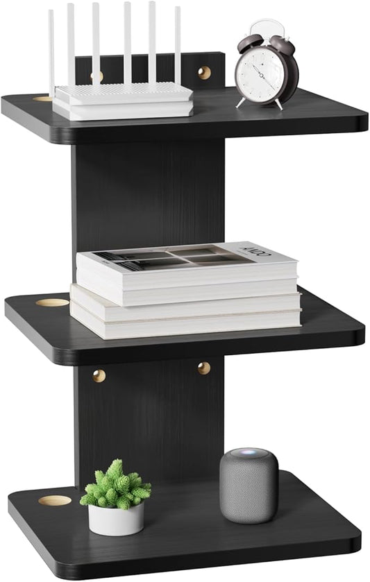 WALI Floating TV Shelf, 3 Tier Projector Shelf for DVD Players, Routers, Game Consoles, Cable Boxes, Living Room Decor Accessories, Wall Mount Shelves Holds Up to 22lbs (CS303NB), 3-Shelf, Black