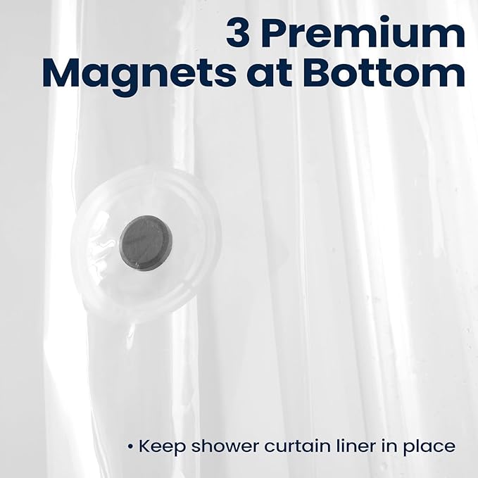 downluxe Set of 2 Clear Shower Curtain Liner, PEVA Lightweight Plastic Shower Liner with 3 Magnets, 72" x 72" Waterproof Bathroom Curtain