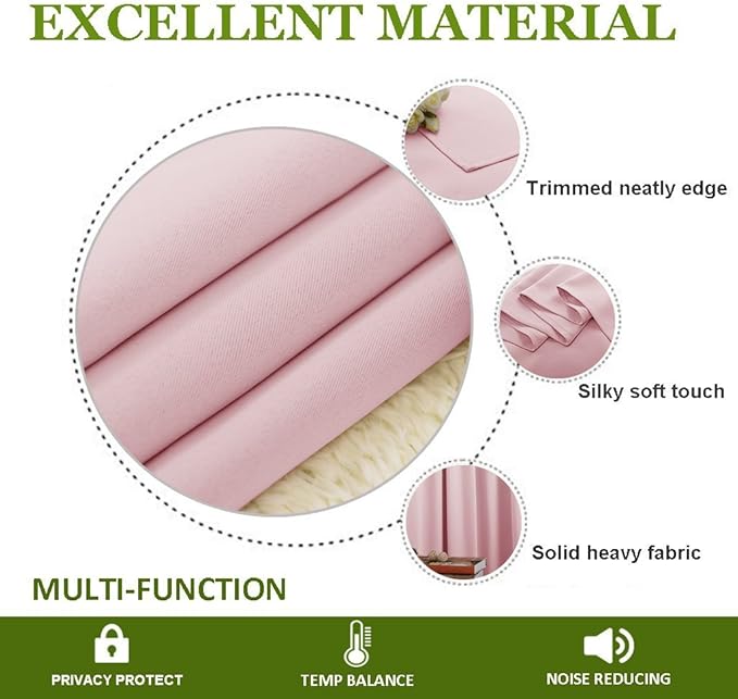 NICETOWN Room Darkening Curtain for Kids Bedroom Nursery Essential Thermal Insulated Solid Grommet Top Drape Panel (Lavender Pink=Baby Pink, 1 Panel, 42 x 84 inch)