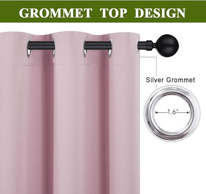 NICETOWN Room Darkening Curtain for Kids Bedroom Nursery Essential Thermal Insulated Solid Grommet Top Drape Panel (Lavender Pink=Baby Pink, 1 Panel, 42 x 84 inch)