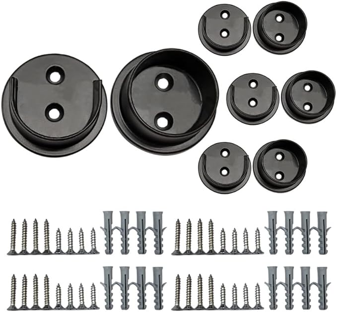 QCAA Premium Solid Brass Closet Pole Socket Set, Heavy Duty, 1-1/2 inch, with Stainless Screws, Oil_Rubbed Bronze, 4 Pairs, Made in Taiwan