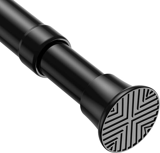 1pack Spring Tension Rods 23-46 Inch Adjustable Black Tension Rod Spring Curtain Rod Extendable Spring Loaded Curtain Rods Tension Rod for Curtains,Closet,Kitchen