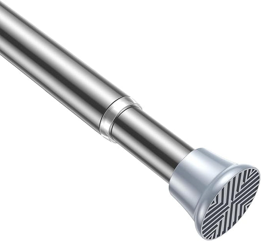AIZESI Silver Adjustable Tension Curtain Rod, 31-63 Inch Spring No Drill Stainless Steel Shower Rods for Bathroom，Closet ，Window–Rust Resistant，Non-Slip
