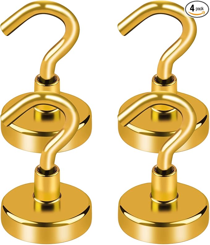 LOVIMAG Cruise Essentials, 85Lbs Yellow Magnet Hooks for Cruise Cabin, Strong Magnetic Hooks for Hanging, Refrigerator, Celling,Grill, Kitchen, Classroom- 4 Pack