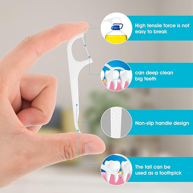 WLLHYF Portable Dental Floss Case Automatic Dental Floss Pick Organizer Case Travel Flosser Dispenser Storage Case Refillable Holder Boxes with 10 Floss Picks for Teeth Cleaning (Refill 50pcs)