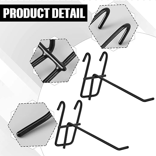 Moxweyeni 6 Inch Grid Wall Hooks 25 Pcs Gridwall Panel Hooks Store Garage Wall Mount Organizers Storage Grid Display Hangers for Retail, Craft Show, Home Setup, Customized Display (Black)