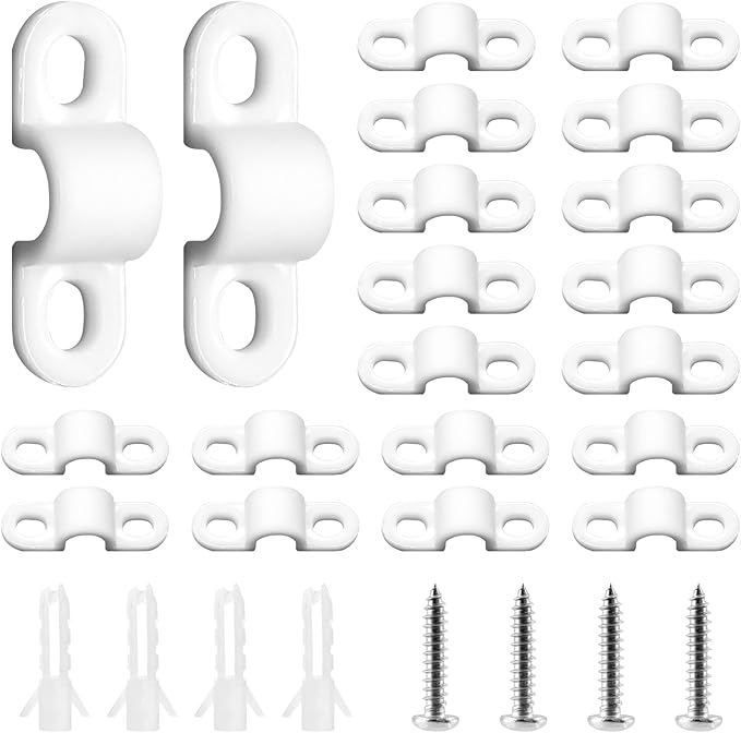 BokWin 24 Sets Wire Shelf Back Wall Clip,White Wire Shelf Loop Clips for Concrete Installation（120）