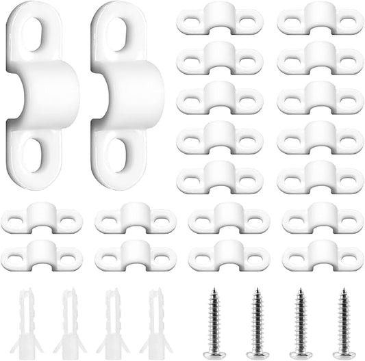 BokWin 24 Sets Wire Shelf Back Wall Clip,White Wire Shelf Loop Clips for Concrete Installation（120）