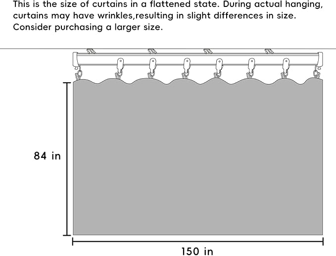 Room Divider Curtains Flexible Ceiling Tracks set Curtain track Ceiling Mount Blackout Curtain for Living Room Bedroom Ceiling Curtain Rod Privacy Divider Panel W150xH84 GreyishWhite Drape&Black rail